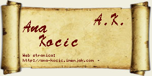 Ana Kočić vizit kartica